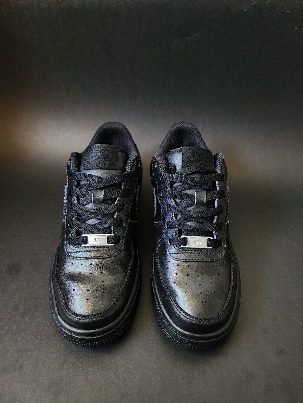 NIKE AIR FORCE 1 BLACK " SWAROVSKICUSTOMIZED " WOMEN US SIZE 6 GREAT COND - Picture 6 of 10